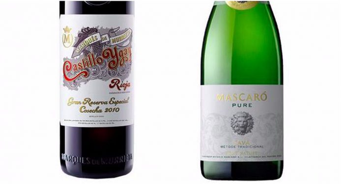 Castillo Ygay Gran Reserva Especial 2010 ir Mascaro Brut Nature Pure. Ispaniskas cava putojantis vynas buvo pripazinta geriausiu pasaulyje